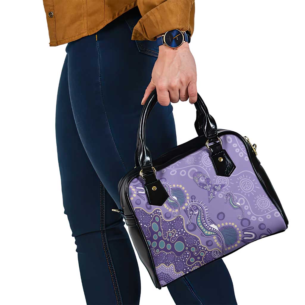 Australia Epilepsy Awareness Shoulder Handbag Aboriginal Purple Ribbon with Seahorse - Aussie Hoodie