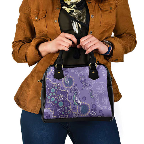 Australia Epilepsy Awareness Shoulder Handbag Aboriginal Purple Ribbon with Seahorse - Aussie Hoodie