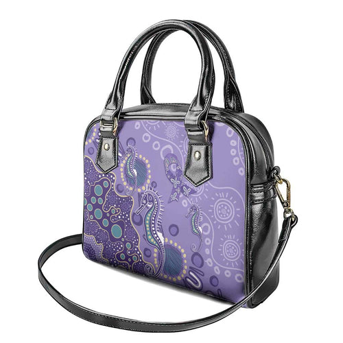 Australia Epilepsy Awareness Shoulder Handbag Aboriginal Purple Ribbon with Seahorse - Aussie Hoodie