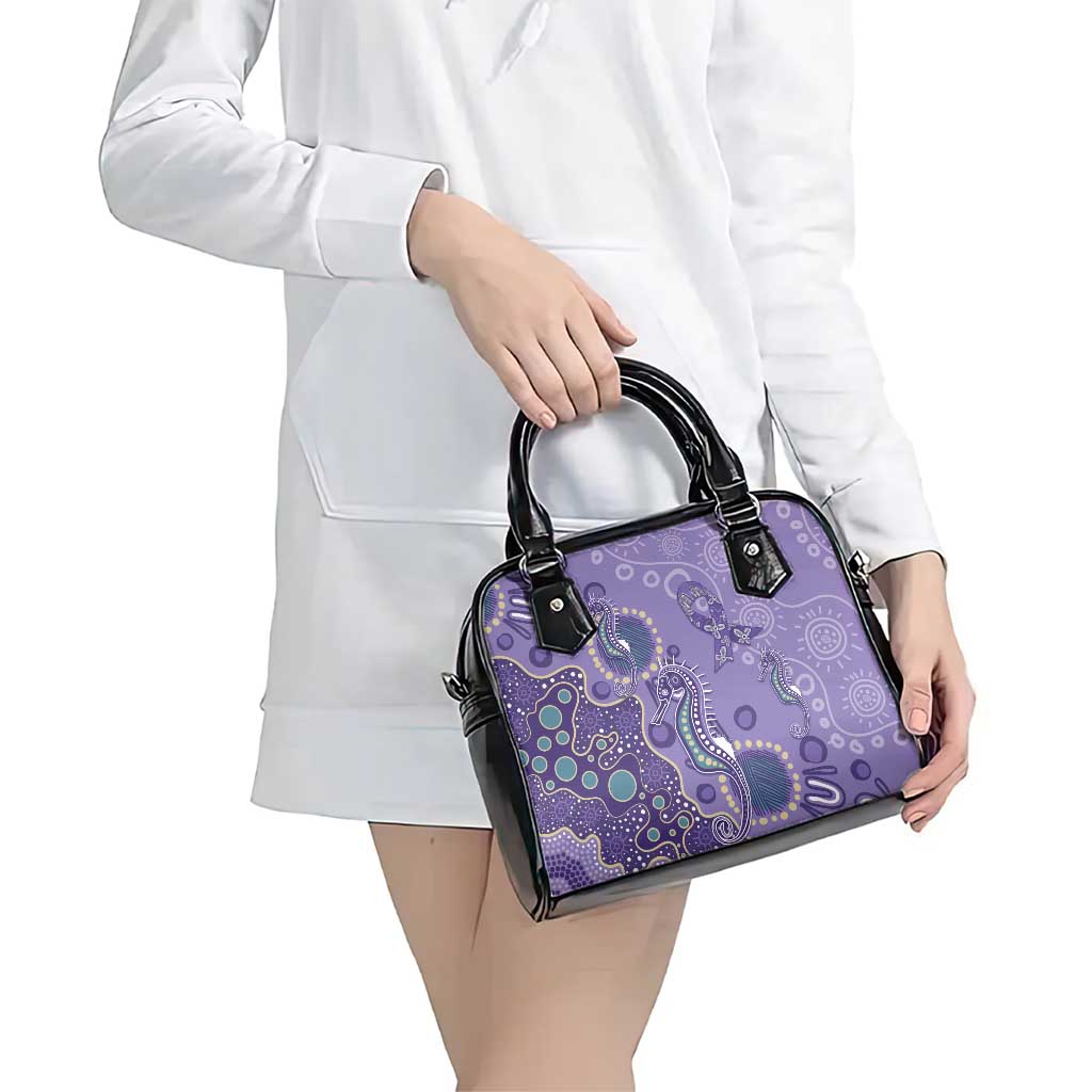 Australia Epilepsy Awareness Shoulder Handbag Aboriginal Purple Ribbon with Seahorse - Aussie Hoodie