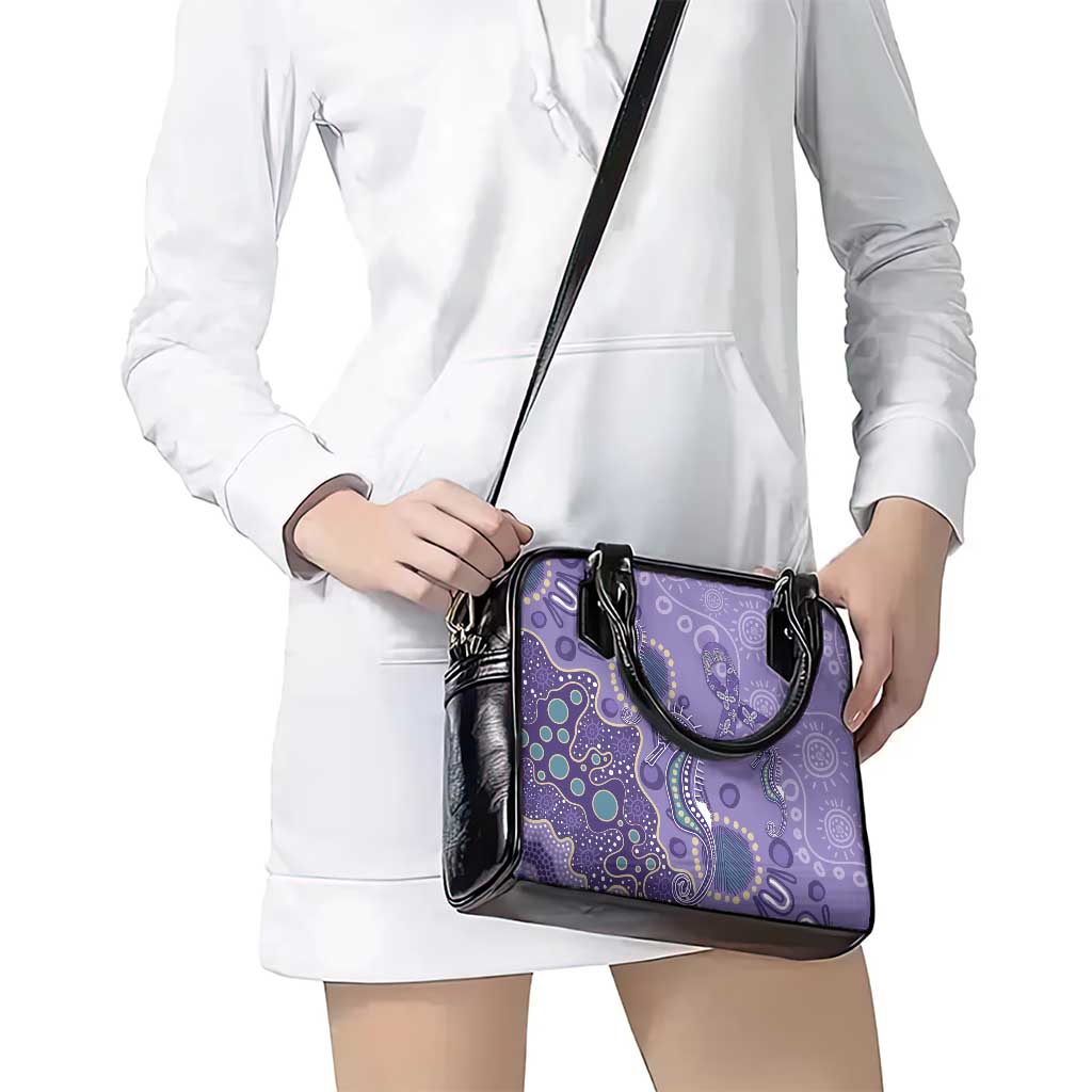 Australia Epilepsy Awareness Shoulder Handbag Aboriginal Purple Ribbon with Seahorse - Aussie Hoodie