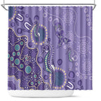 Australia Epilepsy Awareness Shower Curtain Aboriginal Purple Ribbon with Seahorse - Aussie Hoodie
