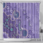 Australia Epilepsy Awareness Shower Curtain Aboriginal Purple Ribbon with Seahorse - Aussie Hoodie