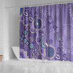 Australia Epilepsy Awareness Shower Curtain Aboriginal Purple Ribbon with Seahorse - Aussie Hoodie