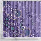 Australia Epilepsy Awareness Shower Curtain Aboriginal Purple Ribbon with Seahorse - Aussie Hoodie