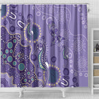 Australia Epilepsy Awareness Shower Curtain Aboriginal Purple Ribbon with Seahorse - Aussie Hoodie