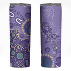 Australia Epilepsy Awareness Skinny Tumbler Aboriginal Purple Ribbon with Seahorse - Aussie Hoodie