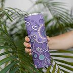 Australia Epilepsy Awareness Skinny Tumbler Aboriginal Purple Ribbon with Seahorse - Aussie Hoodie