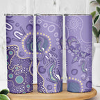 Australia Epilepsy Awareness Skinny Tumbler Aboriginal Purple Ribbon with Seahorse - Aussie Hoodie