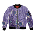 Australia Epilepsy Awareness Sleeve Zip Bomber Jacket Aboriginal Purple Ribbon with Seahorse - Aussie Hoodie
