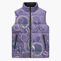 Australia Epilepsy Awareness Sleeveless Puffer Jacket Aboriginal Purple Ribbon with Seahorse - Aussie Hoodie