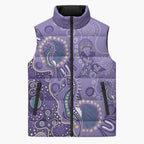 Australia Epilepsy Awareness Sleeveless Puffer Jacket Aboriginal Purple Ribbon with Seahorse - Aussie Hoodie