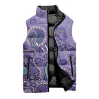 Australia Epilepsy Awareness Sleeveless Puffer Jacket Aboriginal Purple Ribbon with Seahorse - Aussie Hoodie