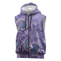 Australia Epilepsy Awareness Sleeveless Zip Hoodie Aboriginal Purple Ribbon with Seahorse LT7