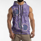 Australia Epilepsy Awareness Sleeveless Zip Hoodie Aboriginal Purple Ribbon with Seahorse LT7