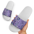 Australia Epilepsy Awareness Slide Sandals Aboriginal Purple Ribbon with Seahorse - Aussie Hoodie