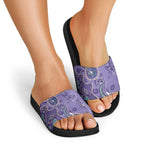 Australia Epilepsy Awareness Slide Sandals Aboriginal Purple Ribbon with Seahorse - Aussie Hoodie