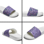 Australia Epilepsy Awareness Slide Sandals Aboriginal Purple Ribbon with Seahorse - Aussie Hoodie