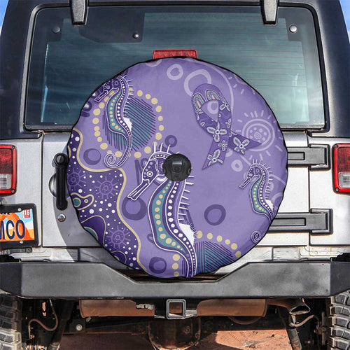 Australia Epilepsy Awareness Spare Tire Cover Aboriginal Purple Ribbon with Seahorse - Aussie Hoodie