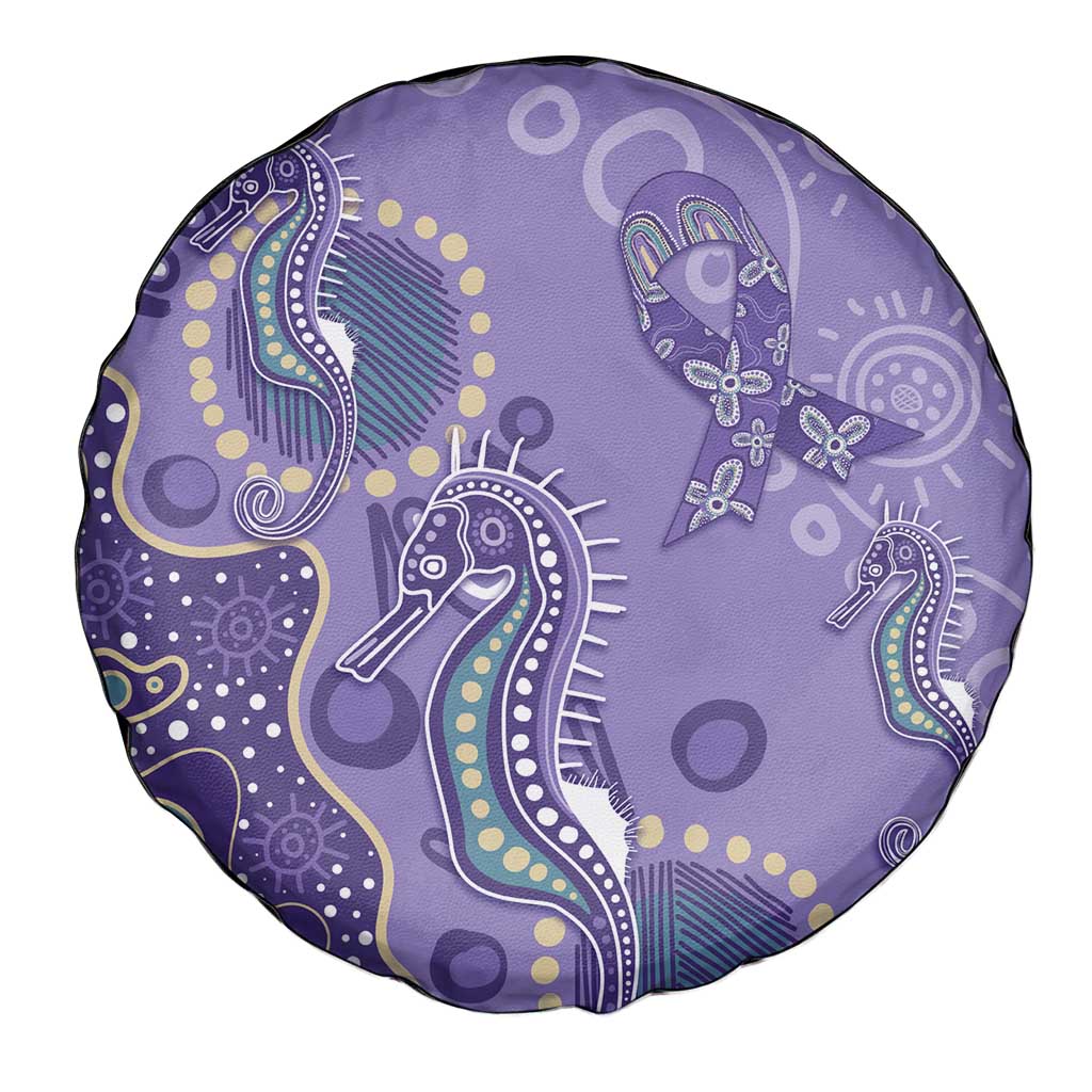 Australia Epilepsy Awareness Spare Tire Cover Aboriginal Purple Ribbon with Seahorse - Aussie Hoodie