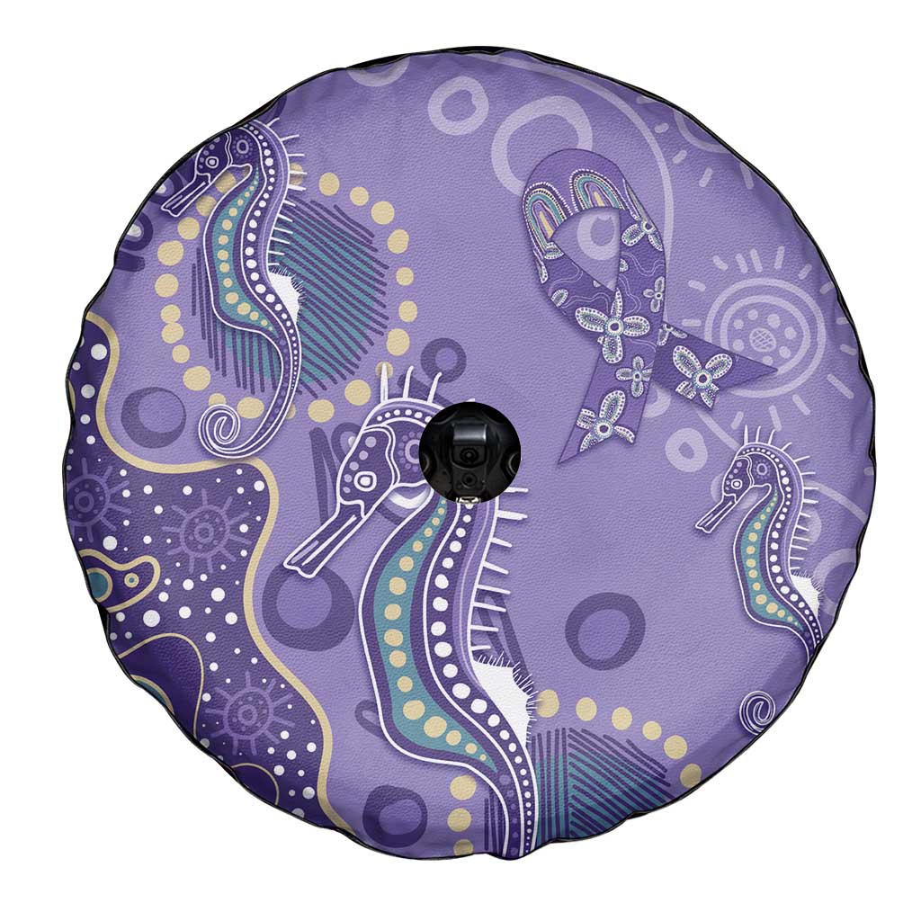 Australia Epilepsy Awareness Spare Tire Cover Aboriginal Purple Ribbon with Seahorse - Aussie Hoodie