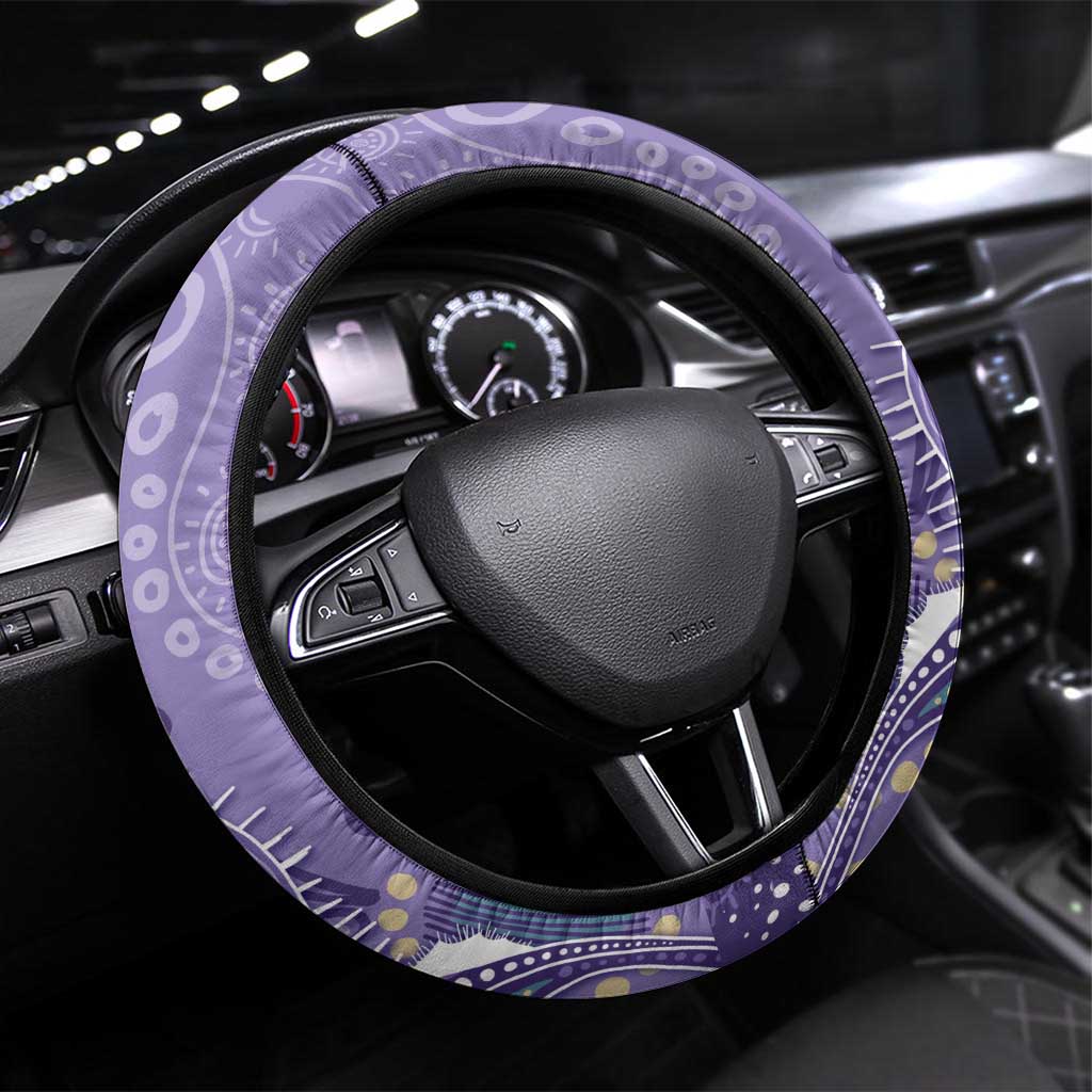 Australia Epilepsy Awareness Steering Wheel Cover Aboriginal Purple Ribbon with Seahorse - Aussie Hoodie