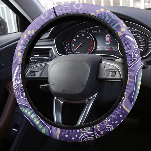 Australia Epilepsy Awareness Steering Wheel Cover Aboriginal Purple Ribbon with Seahorse - Aussie Hoodie