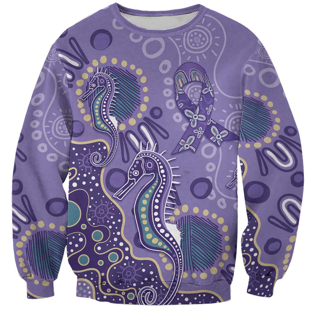 Australia Epilepsy Awareness Sweatshirt Aboriginal Purple Ribbon with Seahorse - Aussie Hoodie