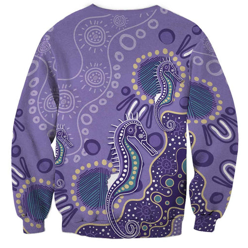 Australia Epilepsy Awareness Sweatshirt Aboriginal Purple Ribbon with Seahorse - Aussie Hoodie