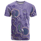 Australia Epilepsy Awareness T Shirt Aboriginal Purple Ribbon with Seahorse - Aussie Hoodie
