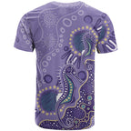 Australia Epilepsy Awareness T Shirt Aboriginal Purple Ribbon with Seahorse - Aussie Hoodie