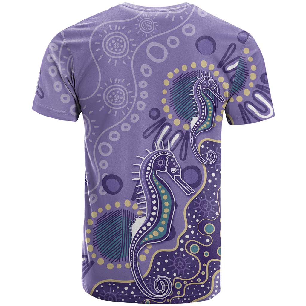 Australia Epilepsy Awareness T Shirt Aboriginal Purple Ribbon with Seahorse - Aussie Hoodie