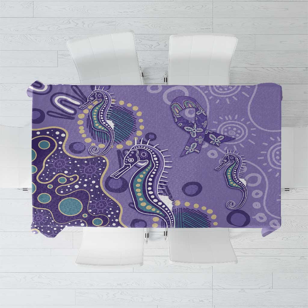 Australia Epilepsy Awareness Tablecloth Aboriginal Purple Ribbon with Seahorse - Aussie Hoodie
