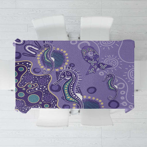 Australia Epilepsy Awareness Tablecloth Aboriginal Purple Ribbon with Seahorse - Aussie Hoodie