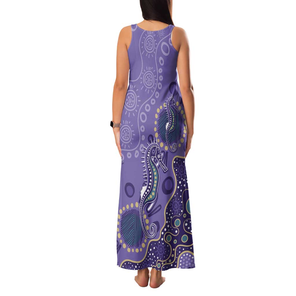 Australia Epilepsy Awareness Tank Maxi Dress Aboriginal Purple Ribbon with Seahorse - Aussie Hoodie