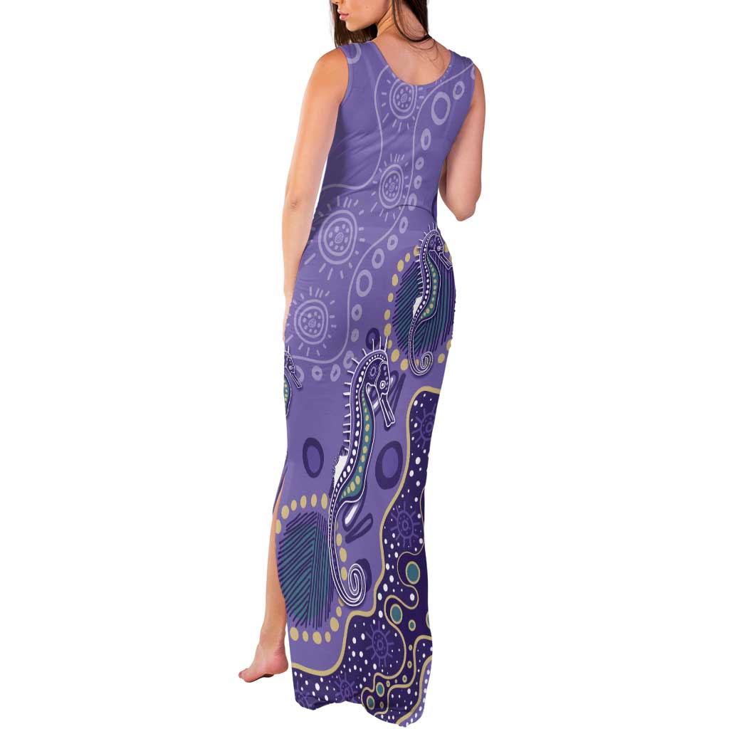 Australia Epilepsy Awareness Tank Maxi Dress Aboriginal Purple Ribbon with Seahorse - Aussie Hoodie