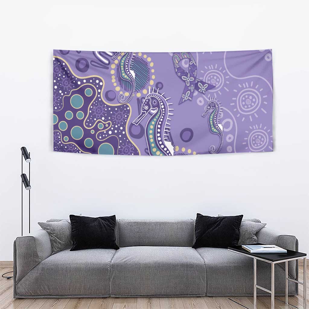 Australia Epilepsy Awareness Tapestry Aboriginal Purple Ribbon with Seahorse - Aussie Hoodie