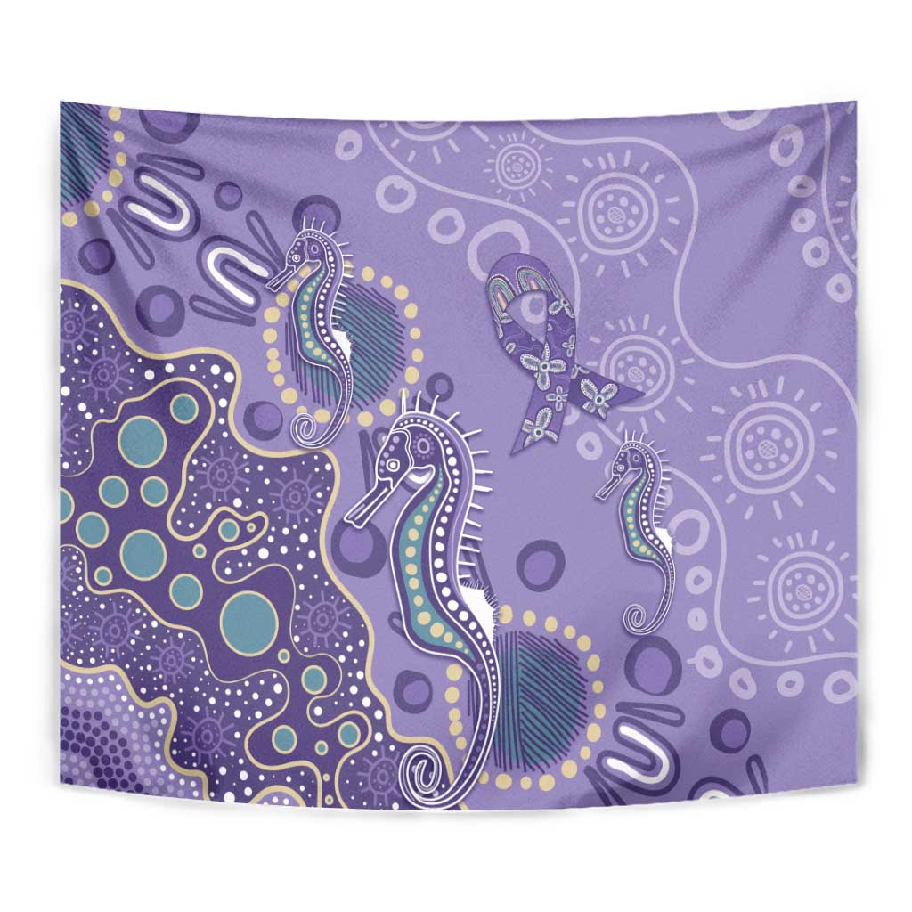 Australia Epilepsy Awareness Tapestry Aboriginal Purple Ribbon with Seahorse - Aussie Hoodie