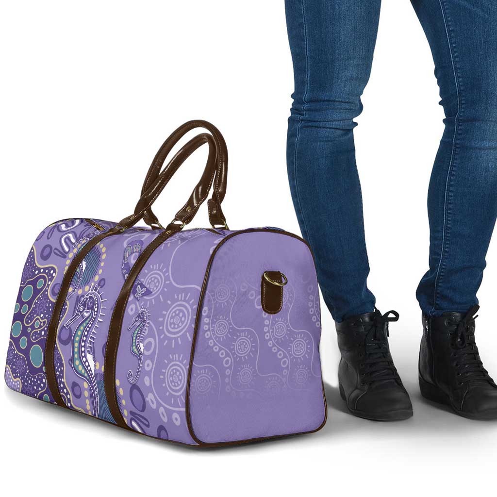 Australia Epilepsy Awareness Travel Bag Aboriginal Purple Ribbon with Seahorse - Aussie Hoodie
