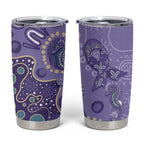 Australia Epilepsy Awareness Tumbler Cup Aboriginal Purple Ribbon with Seahorse - Aussie Hoodie