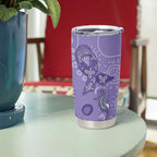 Australia Epilepsy Awareness Tumbler Cup Aboriginal Purple Ribbon with Seahorse - Aussie Hoodie