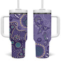 Australia Epilepsy Awareness Tumbler With Handle Aboriginal Purple Ribbon with Seahorse - Aussie Hoodie