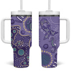 Australia Epilepsy Awareness Tumbler With Handle Aboriginal Purple Ribbon with Seahorse - Aussie Hoodie