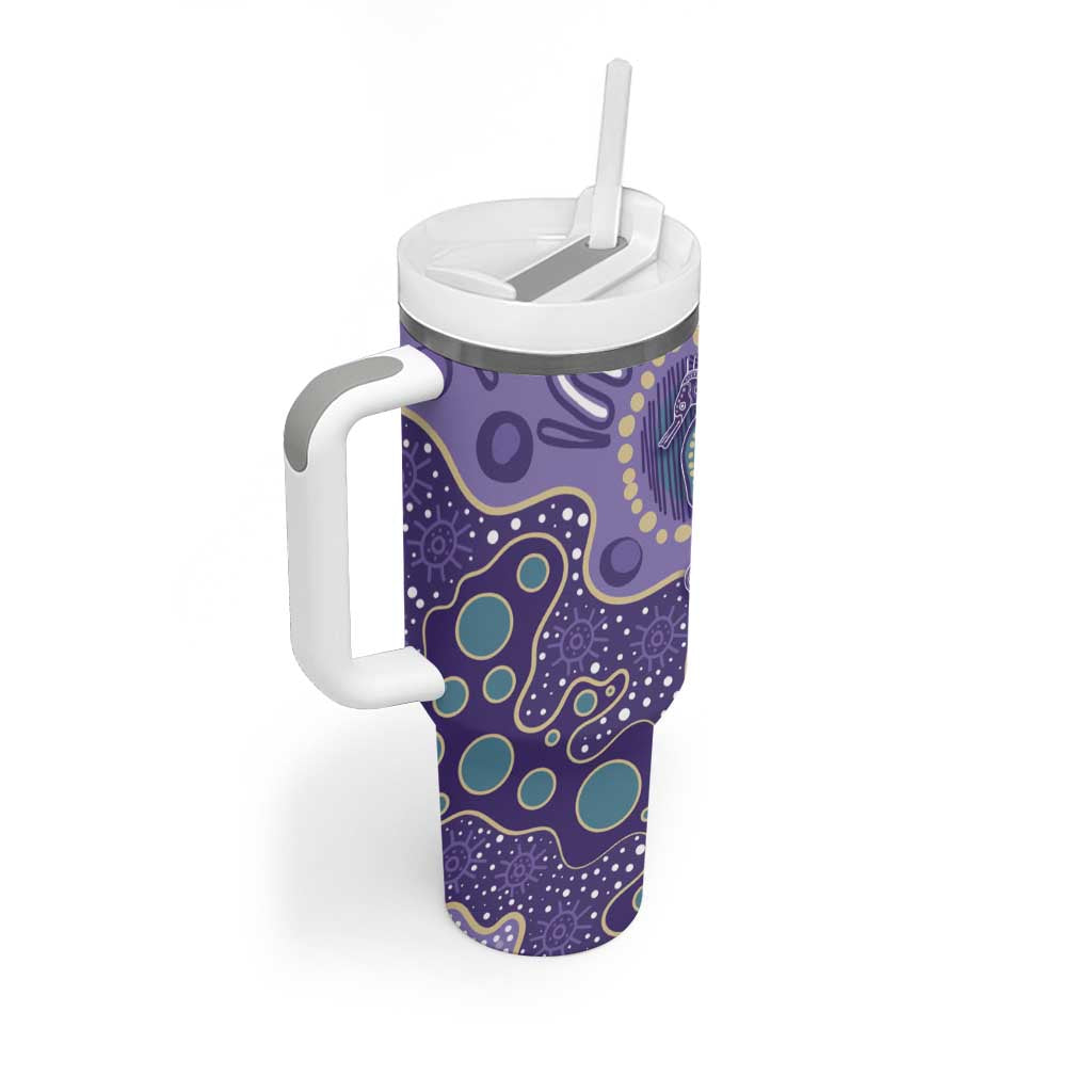 Australia Epilepsy Awareness Tumbler With Handle Aboriginal Purple Ribbon with Seahorse - Aussie Hoodie
