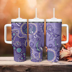 Australia Epilepsy Awareness Tumbler With Handle Aboriginal Purple Ribbon with Seahorse - Aussie Hoodie
