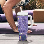 Australia Epilepsy Awareness Tumbler With Handle Aboriginal Purple Ribbon with Seahorse - Aussie Hoodie