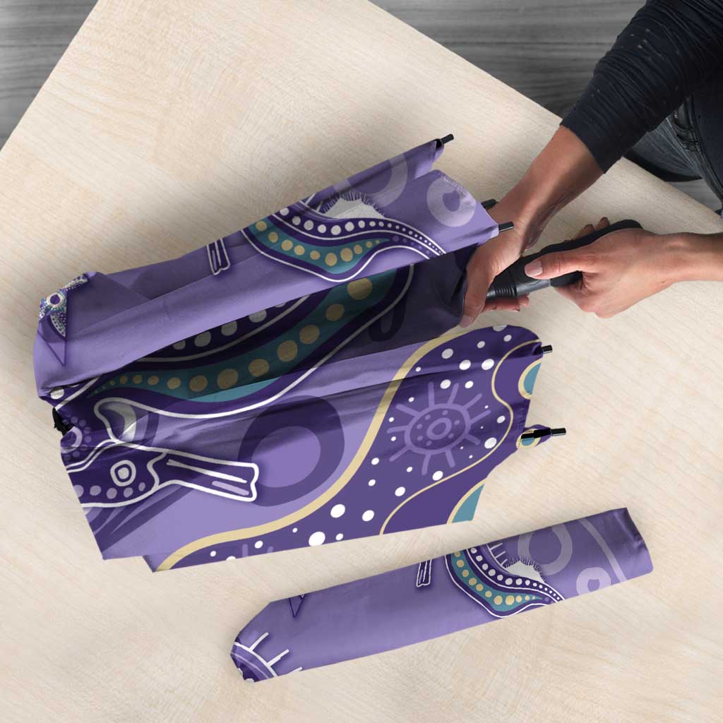 Australia Epilepsy Awareness Umbrella Aboriginal Purple Ribbon with Seahorse - Aussie Hoodie