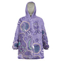 Australia Epilepsy Awareness Wearable Blanket Hoodie Aboriginal Purple Ribbon with Seahorse - Aussie Hoodie