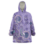 Australia Epilepsy Awareness Wearable Blanket Hoodie Aboriginal Purple Ribbon with Seahorse - Aussie Hoodie
