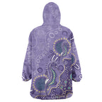 Australia Epilepsy Awareness Wearable Blanket Hoodie Aboriginal Purple Ribbon with Seahorse - Aussie Hoodie